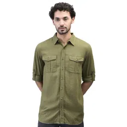 Woodland Green Regular fit Solid Shirt-picture-11