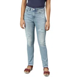 Woodland Light Blue Regular Fit Lightly Washed Jeans-picture-32