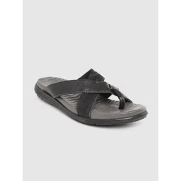 Woodland Men Black Textured Leather One Toe Comfort Sandals-picture-20