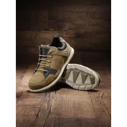 Woodland Men Olive Brown Nubuck Leather Sneakers-picture-12