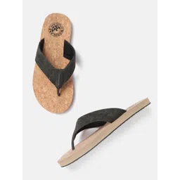 Woodland Men Olive Green & Black Camouflage Print Leather Comfort Sandals-picture-28