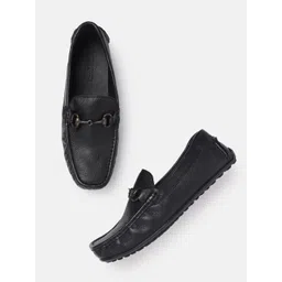 Woodland Men Textured Leather Driving Shoes with Horse Bit Detail-picture-35