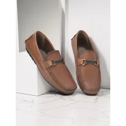 Woodland Men Textured Leather Loafers-picture-27