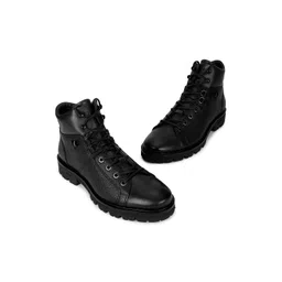 Woodland Men Textured Leather Round-Toe Block Heel Regular Boots-picture-31