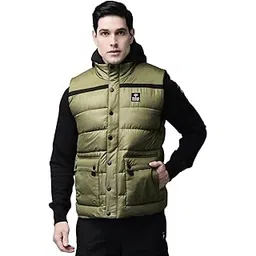 woodland Men’s Lizard Green Sleeveless Quilted Winter – High Neck Polyester with Zip & Button Closure, Contrast Hood, Flap Pockets – Lightweight & Casual Wear-picture-32