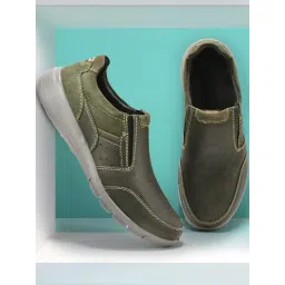 Woodland Men's Olive Green Slip-On Shoes-picture-39