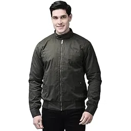 woodland Men’s Olive Solid Mandarin Collar – Lightweight, Full Sleeve, Winter Casual with Zipper & Button Pockets-picture-11