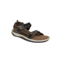 Woodland ProPlanet Men Black & Brown Patterned Leather Sandals-picture-27