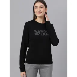 Woodland Women Black Typography Printed Cotton Sweatshirt-picture-29