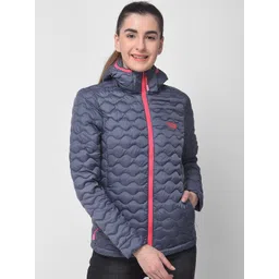 Woodland Women Blue Longline Puffer Jacket-picture-26