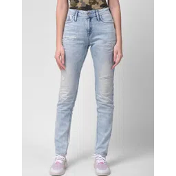 Woodland Women Blue Slim Fit Ripped Heavy Fade Stretchable Jeans-picture-30