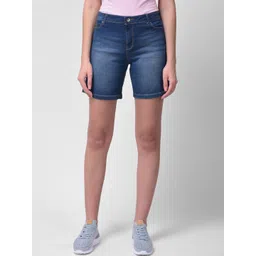 Woodland Women Blue Washed Denim Shorts-picture-35
