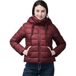 woodland Women’s Maroon Winter – Nylon Waterproof Lightweight with Hood, Full Sleeves, Zip Closure & Pockets | Regular Fit Cold Weather Outerwear-picture-41