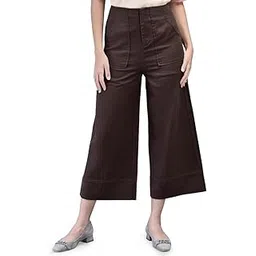 woodland Woods Women’s Blue Linen Culottes – 100% Linen Wide-Leg Pants for Women | High Waist Summer Trousers with Pockets & Embroidery | Lightweight Casual Wear | Style 3-picture-13