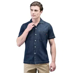 Woods Indigo Blue Regular Fit Cotton Shirt-picture-17