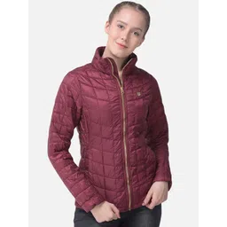 Woods Women Burgundy Solid Water Resistant Quilted Jacket-picture-19