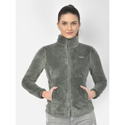 Woods Women Green Solid Fur Sweatshirt-picture-20