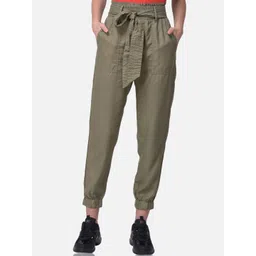 Woods Women Olive Green Relaxed Joggers Trousers-picture-27