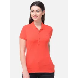 Woods Women Red Solid Polo Collar T-shirt-picture-19