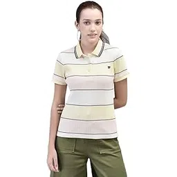 woods Women’s Multicolor Striped Polo T-Shirt – Cotton & Recycled Polyester Blend, Four-Button Placket, Contrasting Collar Trim, Regular Fit, Casual & Smart Casual Wear-picture-20