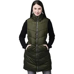 woods Women’s Olive Green Quilted Sleeveless Lightweight Polyester Winter Outerwear with Full Zip, Stand Collar, Adjustable Drawstring, and Pockets for Casual Wear & Winter Layering-picture-47