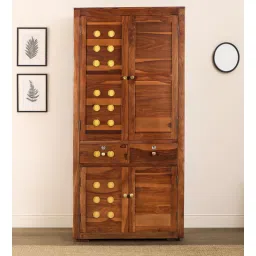 woodsworth from pepperfry Alhambra Sheesham Wood Wardrobe In Scratch Resistant Provincial Teak Finish With Drawer-picture-37