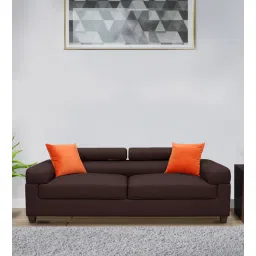 woodsworth from pepperfry Carelino 3 Seater Sofa With Adjustable Headrest in Dark Brown colour-picture-37