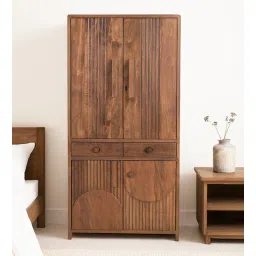 woodsworth from pepperfry Gardener Solid Wood Wardrobe In Scratch Resistant Rustic Teak Finish-picture-27