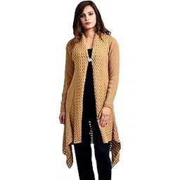 wool 4u Women Ladies Girls Winter Wear Woolen Open Front Longline Hem Long Sleeves Shrug Cardigan image 1