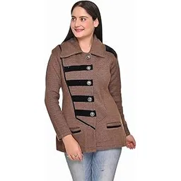 wool 4u Women Ladies Girls Winter Wear Woolen Open Front Buttoned Collar Neck Stylish Party Winter Wear Coat Cardigan Sweater-picture-20