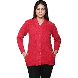 wool 4u Women Ladies Girls Winter Wear Woolen Open Front Buttoned V Neck Plain Stylish Party Winter Wear Coat Cardigan Sweater-picture-15