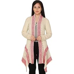 wool 4u Women Ladies Girls Winter Wear Woolen Open Front Longline Hem Long Sleeves Shrug Cardigan-picture-18