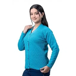 woolvella Women Stylish Cardigan Sweater V Neck Long Sleeves Women Sweater Cardigan (Sky Blue)-picture-47