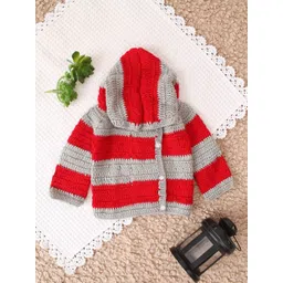 Woonie Boys Striped Self Design Cardigan Sweater-picture-11