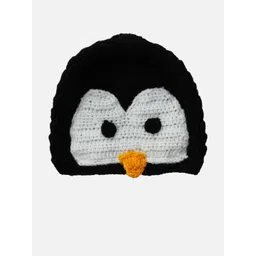 Woonie Kids Black & White Self Design Handmade Beanie-picture-34