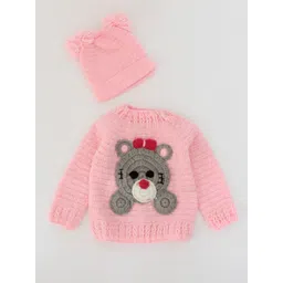 Woonie Kids Pink & Grey Pullover With Cap-picture-28