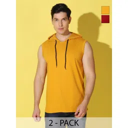 WOOSTRO Men Pack Of 2 Solid Hooded Cotton T-shirts-picture-23