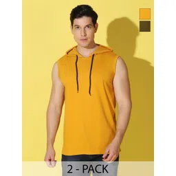 WOOSTRO Men Pack Of 2 Solid Hooded Cotton T-shirts-picture-19