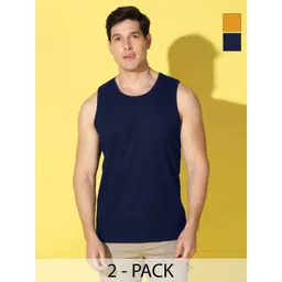 WOOSTRO Men Pack of 2 Solid Round Neck Cotton Slim Fit Sports T-shirts-picture-25