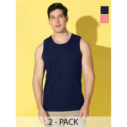 WOOSTRO Men Pack of 2 Solid Round Neck Cotton Slim Fit Sports T-shirts-picture-26