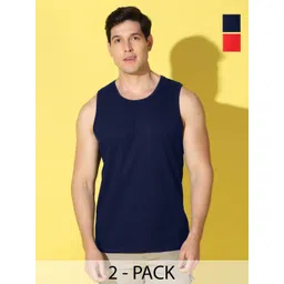 WOOSTRO Men Pack of 2 Solid Round Neck Cotton Slim Fit Sports T-shirts-picture-34