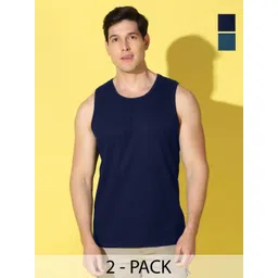 WOOSTRO Men Pack of 2 Solid Round Neck Cotton Slim Fit Sports T-shirts-picture-27