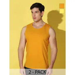 WOOSTRO Men Pack of 2 Solid Round Neck Cotton Slim Fit Sports T-shirts image 1
