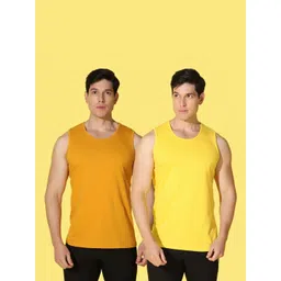 WOOSTRO Men Pack of 2 Solid Round Neck Cotton Slim Fit Sports T-shirts image 2
