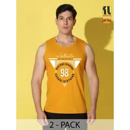 WOOSTRO Men Pack of 2 Typography Printed Round Neck Cotton Slim Fit Sports T-shirts-picture-39