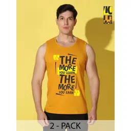 WOOSTRO Men Pack of 2 Typography Printed Round Neck Cotton Slim Fit Sports T-shirts-picture-29