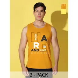 WOOSTRO Men Pack of 2 Typography Printed Round Neck Cotton Slim Fit Sports T-shirts-picture-17