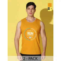 WOOSTRO Men Pack of 2 Typography Printed Round Neck Cotton Slim Fit Sports T-shirts-picture-30