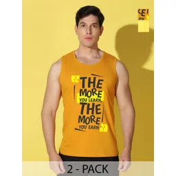 WOOSTRO Men Pack of 2 Typography Printed Round Neck Cotton Slim Fit Sports T-shirts-picture-33