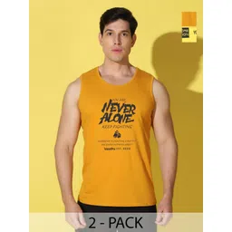 WOOSTRO Men Pack of 2 Typography Printed Round Neck Cotton Slim Fit Sports T-shirts-picture-34